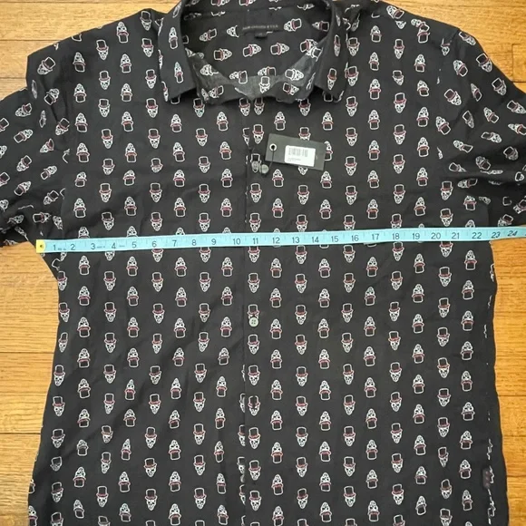 John Varvatos Skull in Top Hat Print Shirt - NWT - Picture 5 of 9
